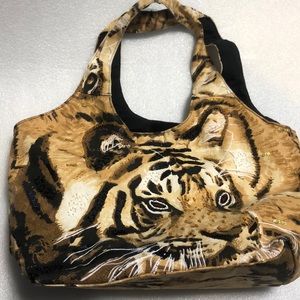 Tiger print shoulder cotton clothe bag